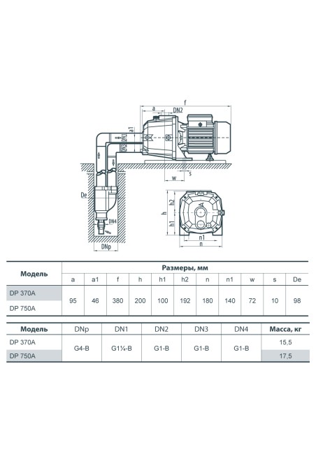 Поверхностный насос Насосы+ DP 370A + эжектор (4823072200064)