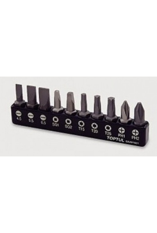 Набір біт 10ед. 1/4 (PH, SL, Torx, SQ) TOPTUL GAAV1001