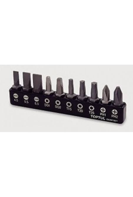 Набір біт 10ед. 1/4 (PH, SL, Torx, SQ) TOPTUL GAAV1001