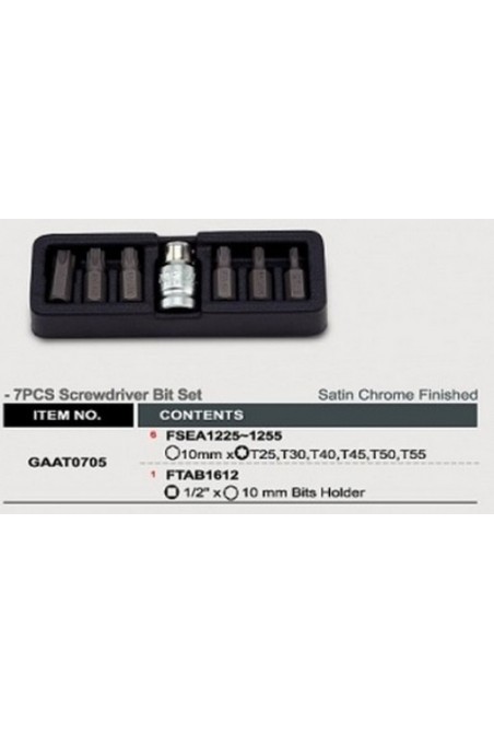 Набор бит 10мм TORX, T25-T55, 7ед. TOPTUL GAAT0705