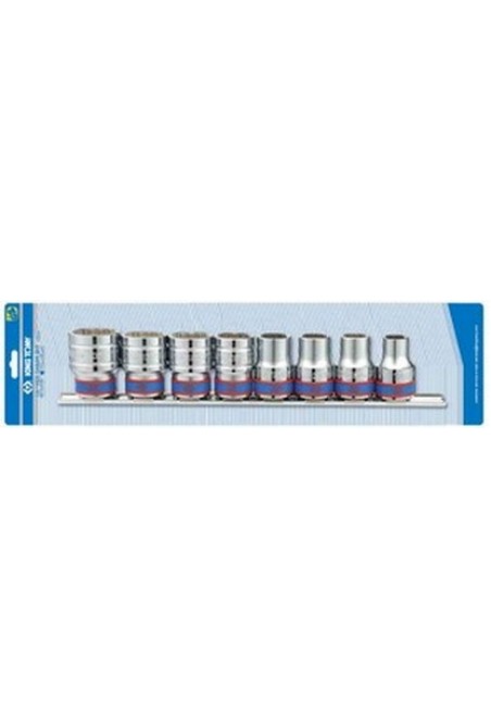 Набор головок 1/2" 8 ед. 12-ти гранн. 10-22мм на планке  (блистер) KING TONY (4010MR)