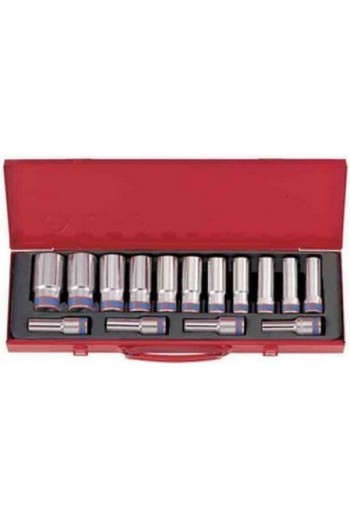 Набор торцевых головок 1/2", шестигранные, 10-24 мм, 12 предметов KING TONY (4312MR8)