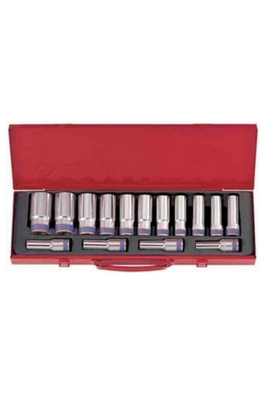 Набор торцевых головок 1/2", шестигранные, 10-24 мм, 12 предметов KING TONY (4312MR8)