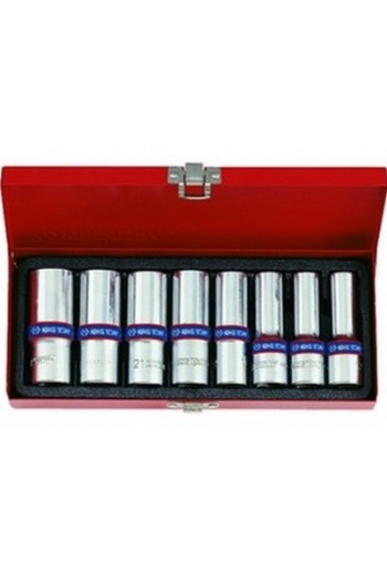 Набор торцевых головок 1/2" глуб. 6-гранных12-23mm 8 пр.KING TONY (4308MR)