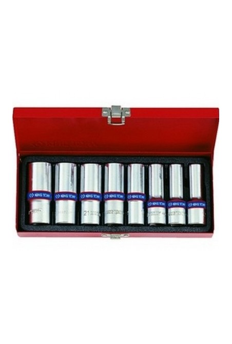 Набор торцевых головок 1/2" глуб. 6-гранных12-23mm 8 пр.KING TONY (4308MR)