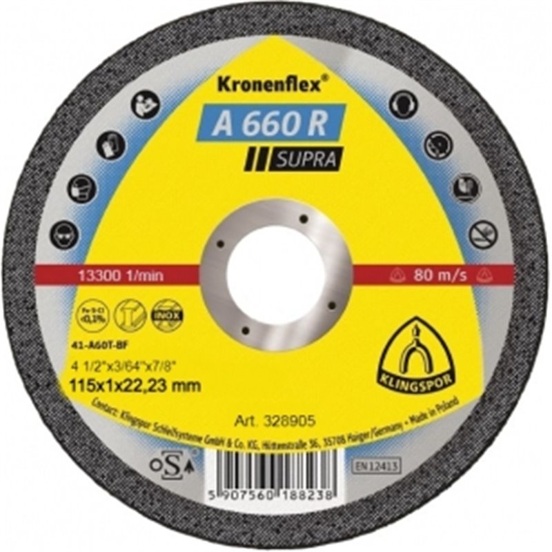 Отрезной круг (115х1х22,23) Klingspor A 660 R SUPRA (328905)