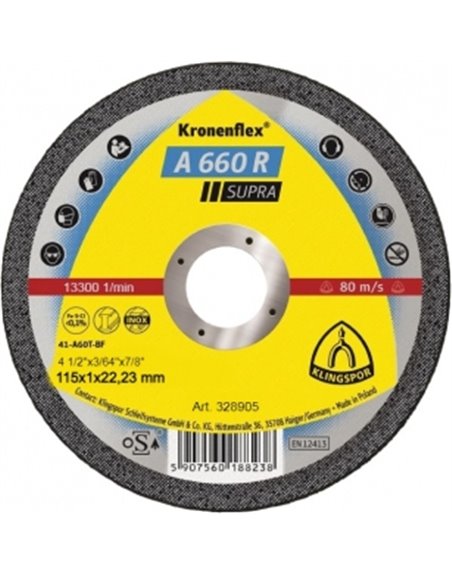 Отрезной круг (115х1х22,23) Klingspor A 660 R SUPRA (328905)