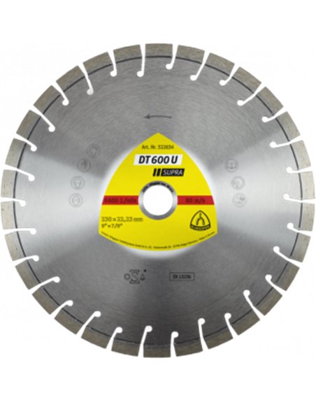 Алмазный отрезной круг (230х2,6х22,23) Klingspor DT 600 U Supra (322634)
