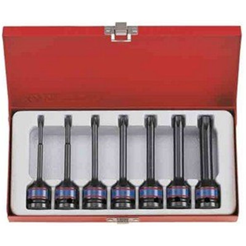 Набор насадок ударных удлиненных TORX 1/2" Т25-Т60х100 мм (7 ед.) KING TONY (4467PP)