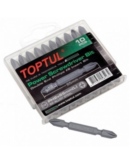 Набор бит 1/4 PH2х65мм двухсторонних 10шт. TOPTUL GAAW1001