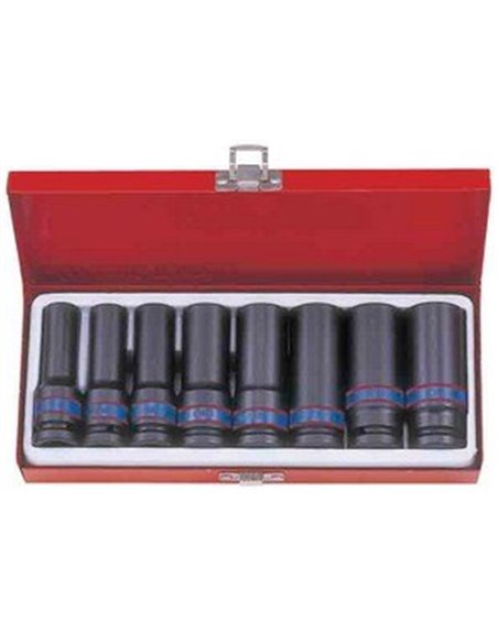 Набор головок 1/2" ударных глубоких 8 ед. 12-23 мм KING TONY (4410MP)