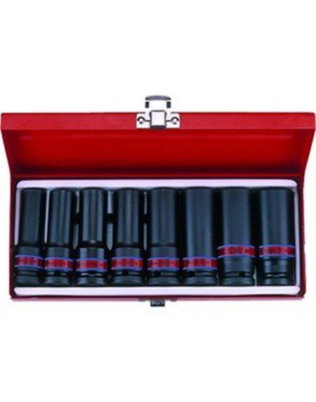 Набор головок 1/2" ударных  8ед 12-24мм удлин. KING TONY (4410MP01)