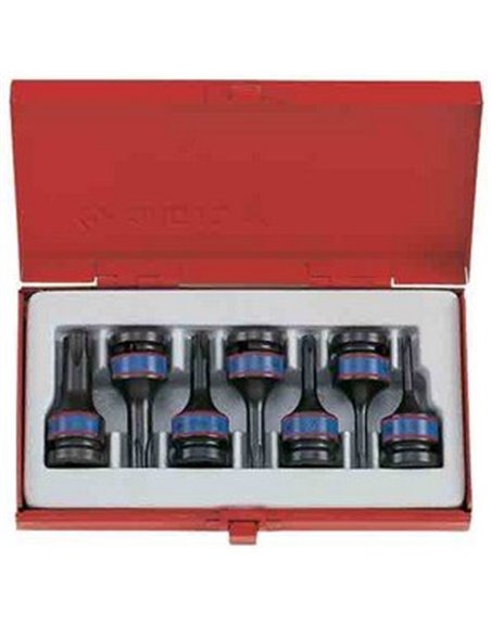 Набор головок торцевых ударных TORX 1/2" DR T25-T60х60 мм (7 ед.) KING TONY (4417PP)