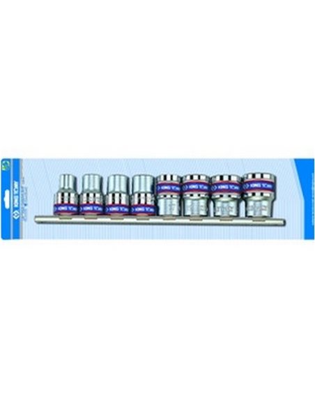 Набор головок 1/2" 8 ед. на 10-19мм 12-ти гранн. (блистер) KING TONY (4010MR01)