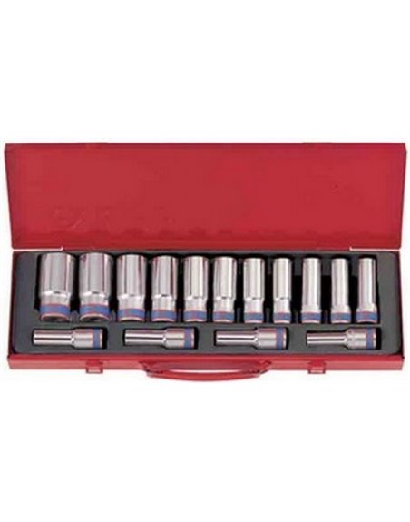 Набор торцевых головок 1/2", шестигранные, 10-24 мм, 12 предметов KING TONY (4312MR8)