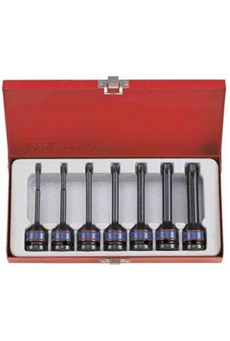 Набор насадок ударных удлиненных TORX 1/2" Т25-Т60х100 мм (7 ед.) KING TONY (4467PP)