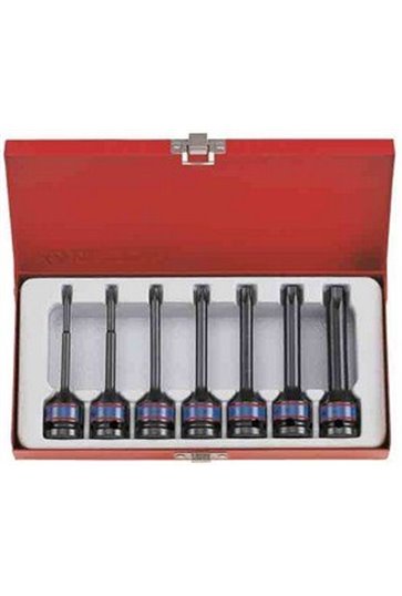 Набор насадок ударных удлиненных TORX 1/2" Т25-Т60х100 мм (7 ед.) KING TONY (4467PP)