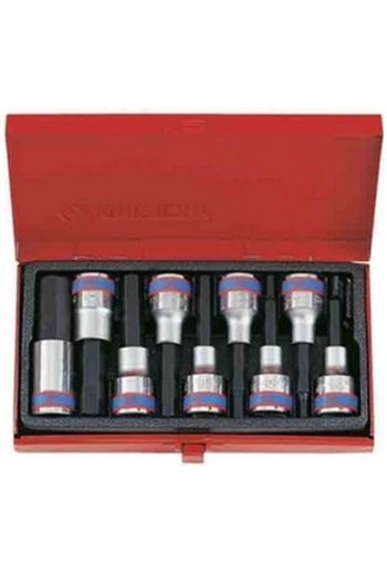 Набор бит в головке 1/2", HEX, 4-17 мм, L  80 мм, 9 пр KING TONY (4120PR)