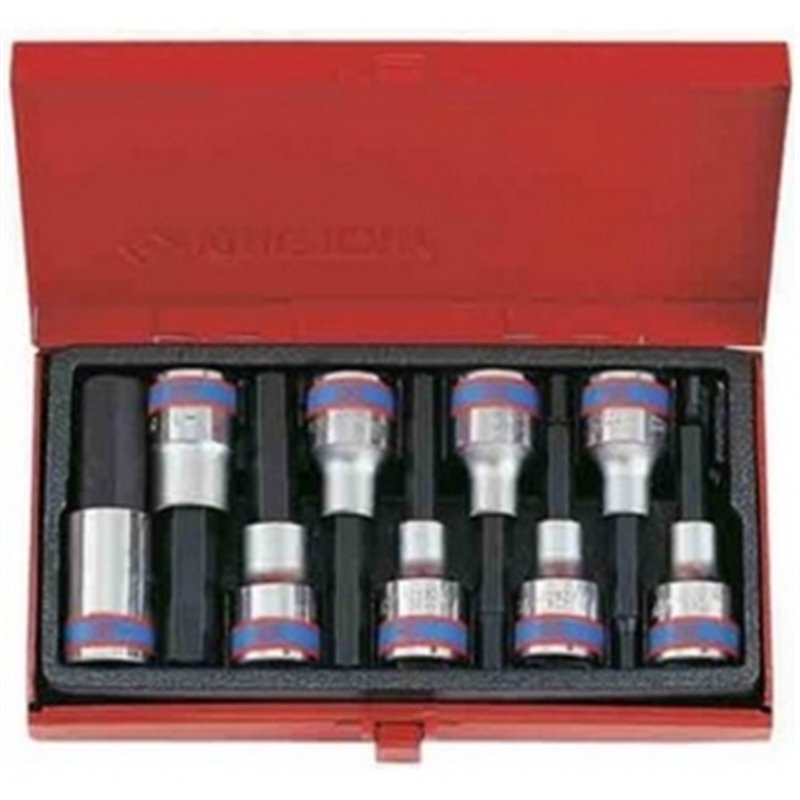 Набор бит в головке 1/2", HEX, 4-17 мм, L  80 мм, 9 пр KING TONY (4120PR)