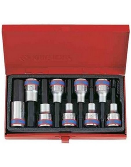 Набор бит в головке 1/2", HEX, 4-17 мм, L  80 мм, 9 пр KING TONY (4120PR)