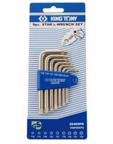 Набор ключей Г-образных с отверстием TORX Т10-Т40 (7 ед.) KING TONY (20407PR)